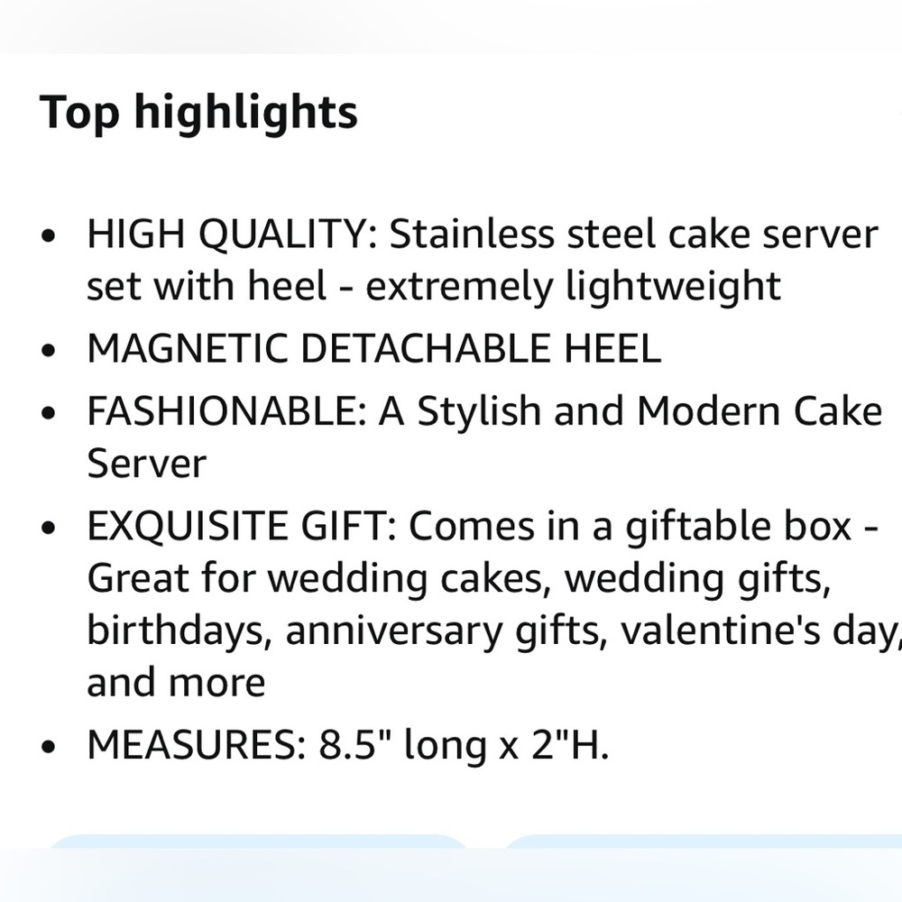 NEW,WildEye Designs,Stainless Steel High-Heel Cake Server,Magnetic Black Handle - Picture 6 of 8